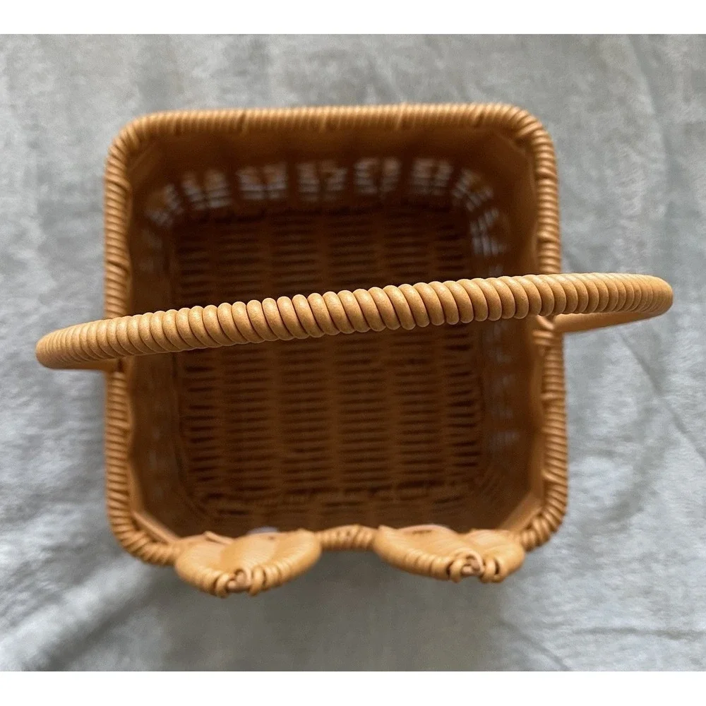 Bunny Woven Basket Rabbit Nordic Easter Tote Kawaii Cottagecore Storage Decor